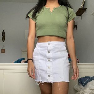 white denim skirt